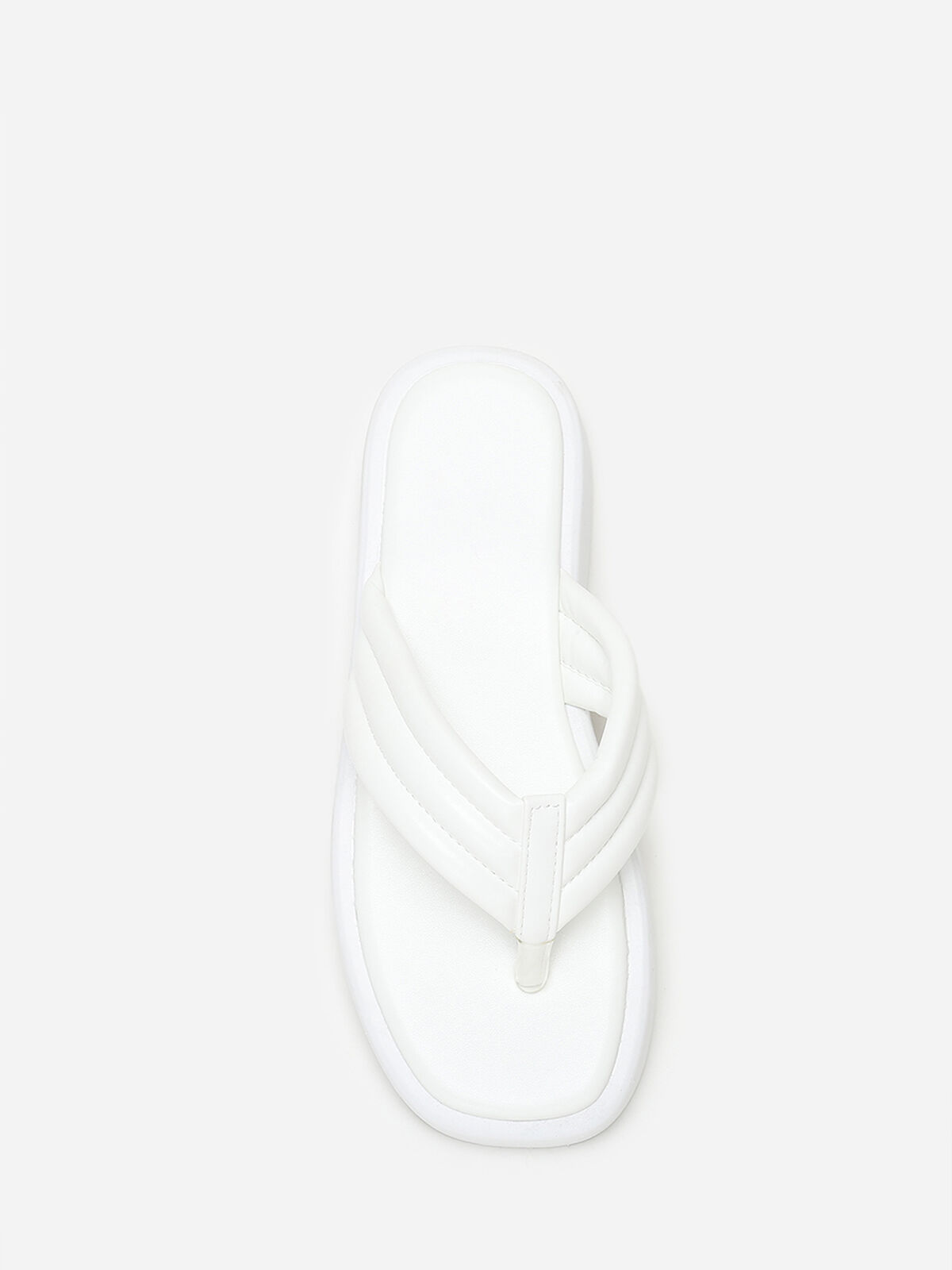 Tongs plateformes à bride matelassée- Blanc
