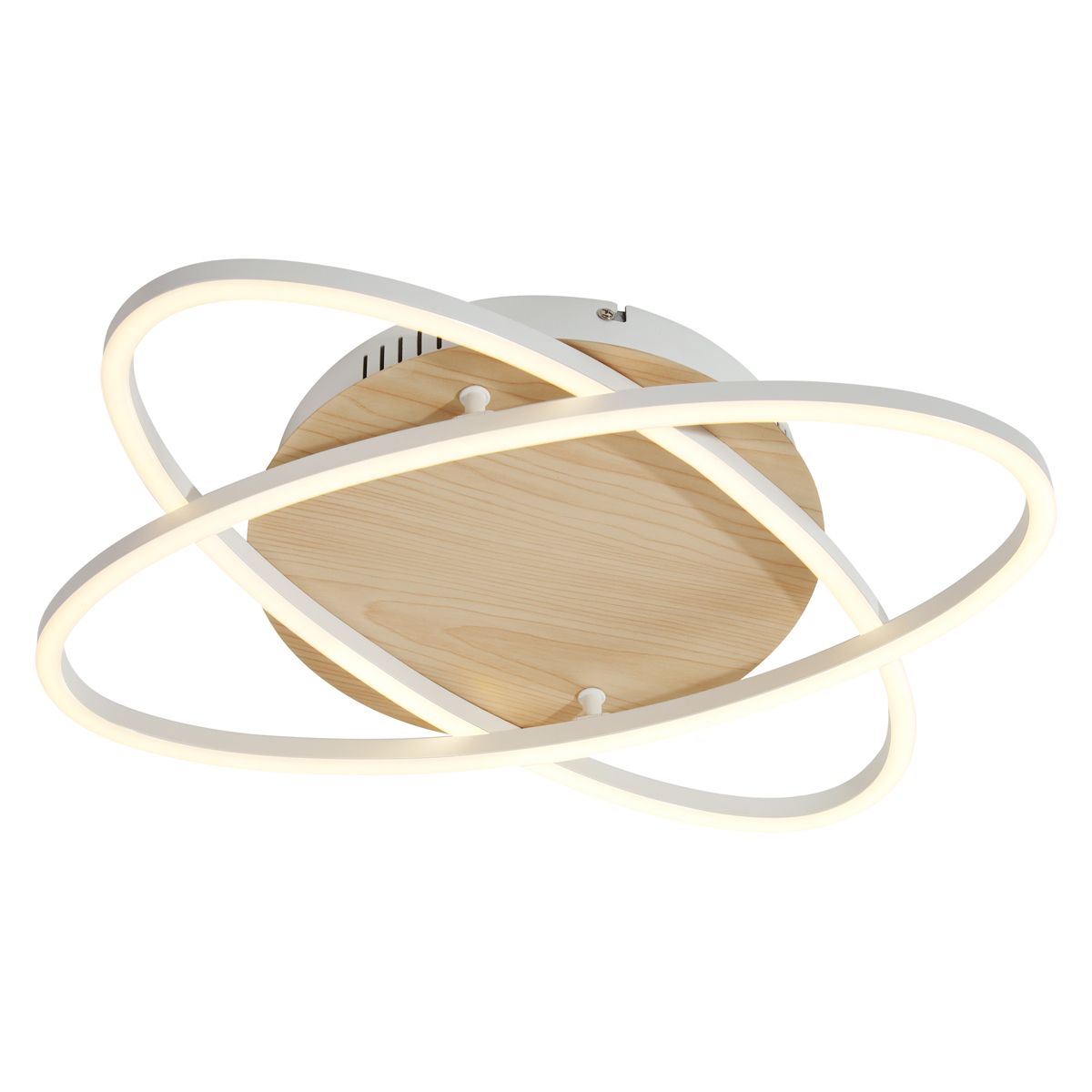 Plafondlamp wit met hout incl. LED 3-staps dimbaar 2-lichts - Kane