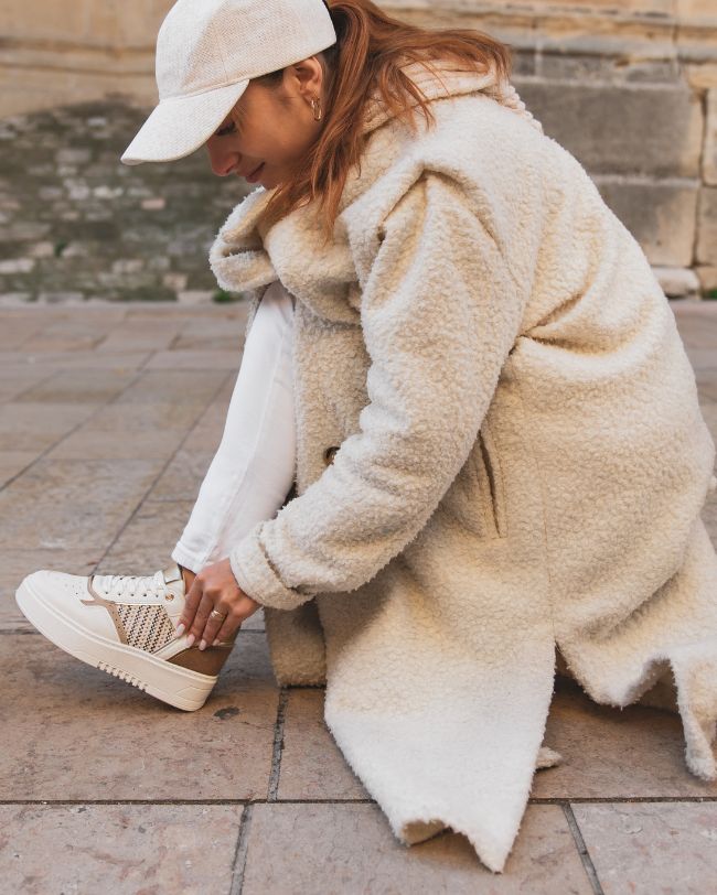 Basket femme taupe à lacets - Doriane