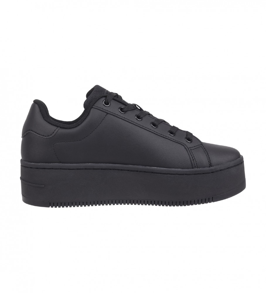Tênis plataforma essencial de couro Tommy Jeans, preto