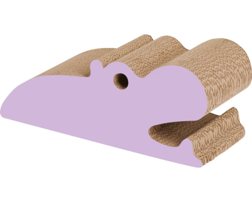 Catit Zoo Scratcher, Hippo, geribbelde krabplank in diervorm, ca. 44 x 18 x 18 cm, roze, bruin karton