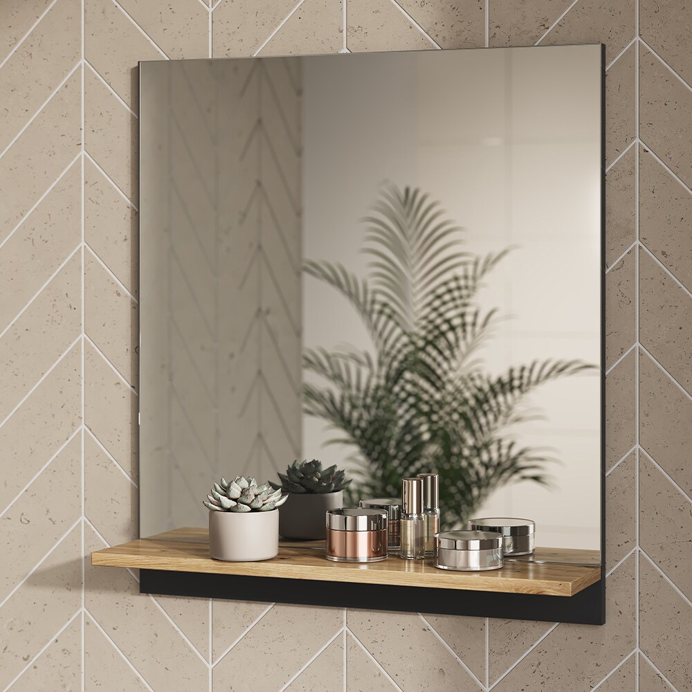 Vicco Badspiegel Marelle Anthrazit Eiche 60 x 67 cm mit Regal