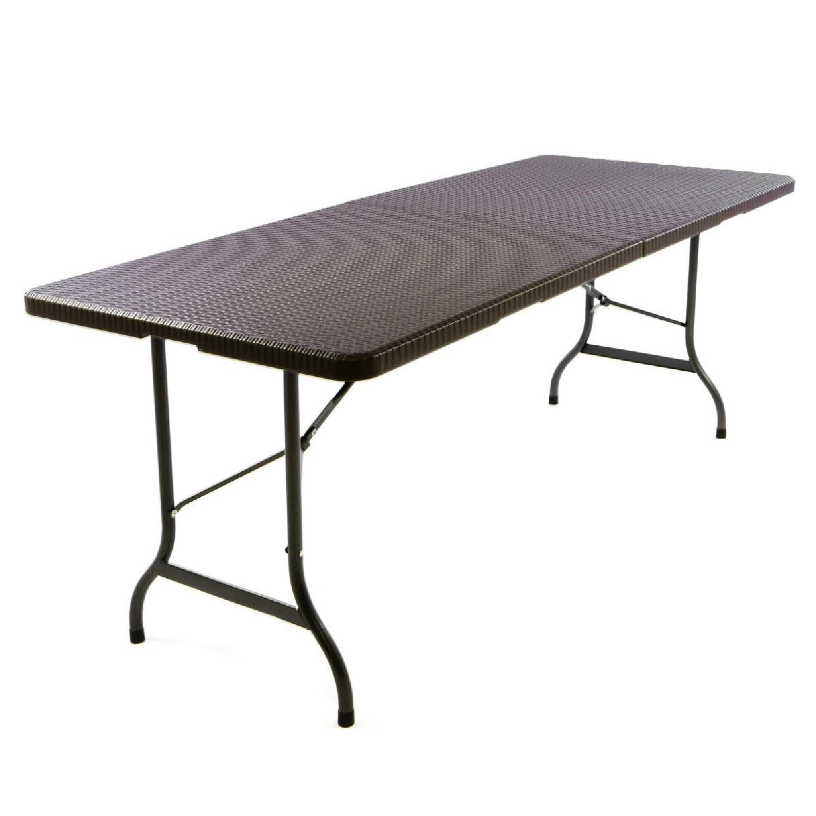 VCM 3-tlg. Gartengarnitur 1 Tisch 2 Bänke klappbar Rattanoptik Bierzeltgarnitur 180cm braun