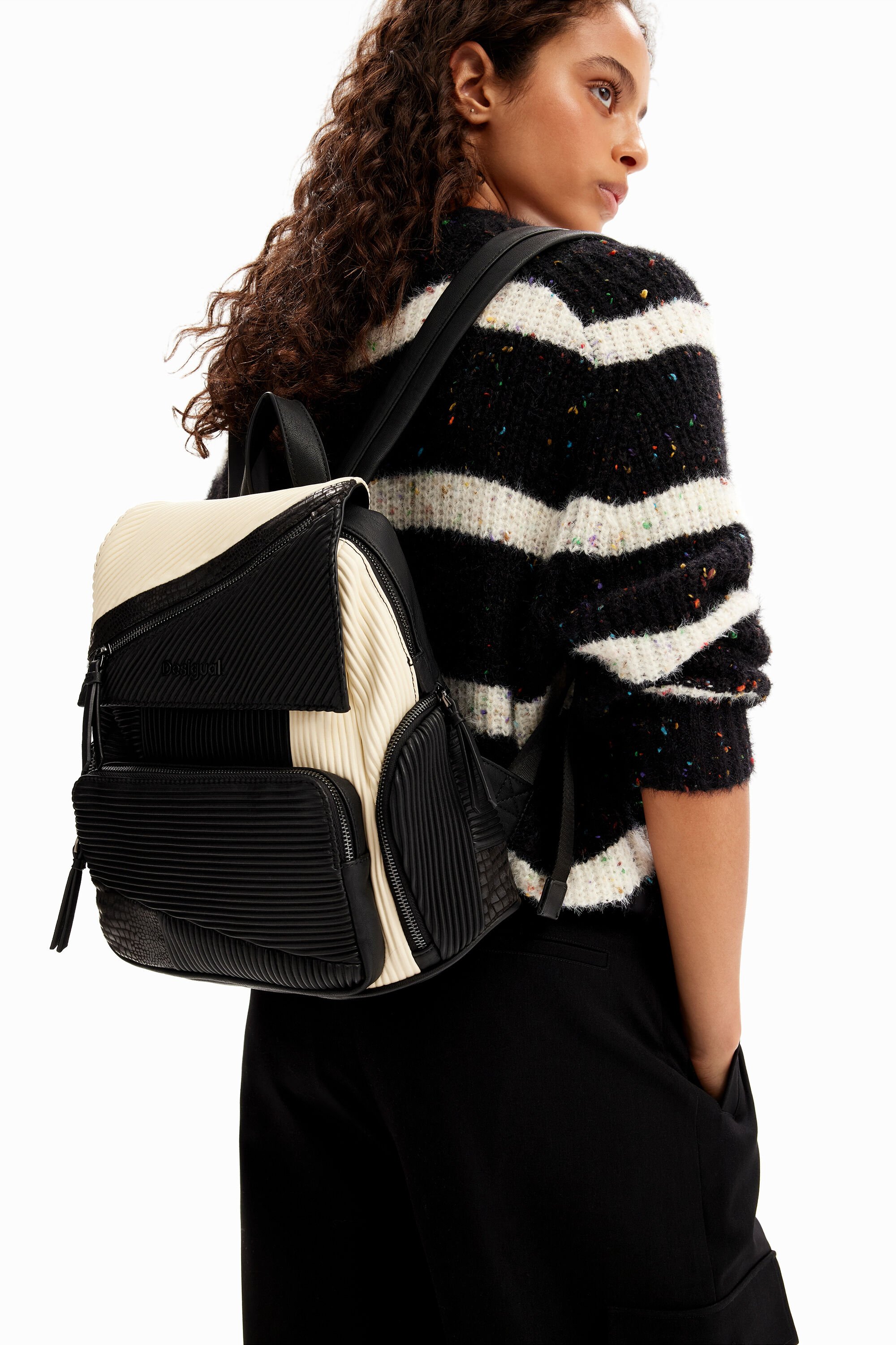 Sac à dos moyen patchwork texturé