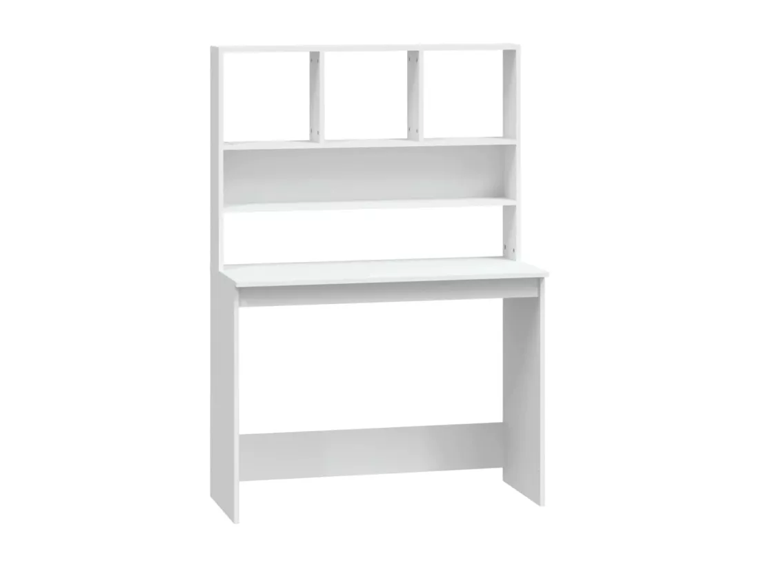 Bureau avec étagères Blanc 102x45x148 cm Bois d'ingénierie