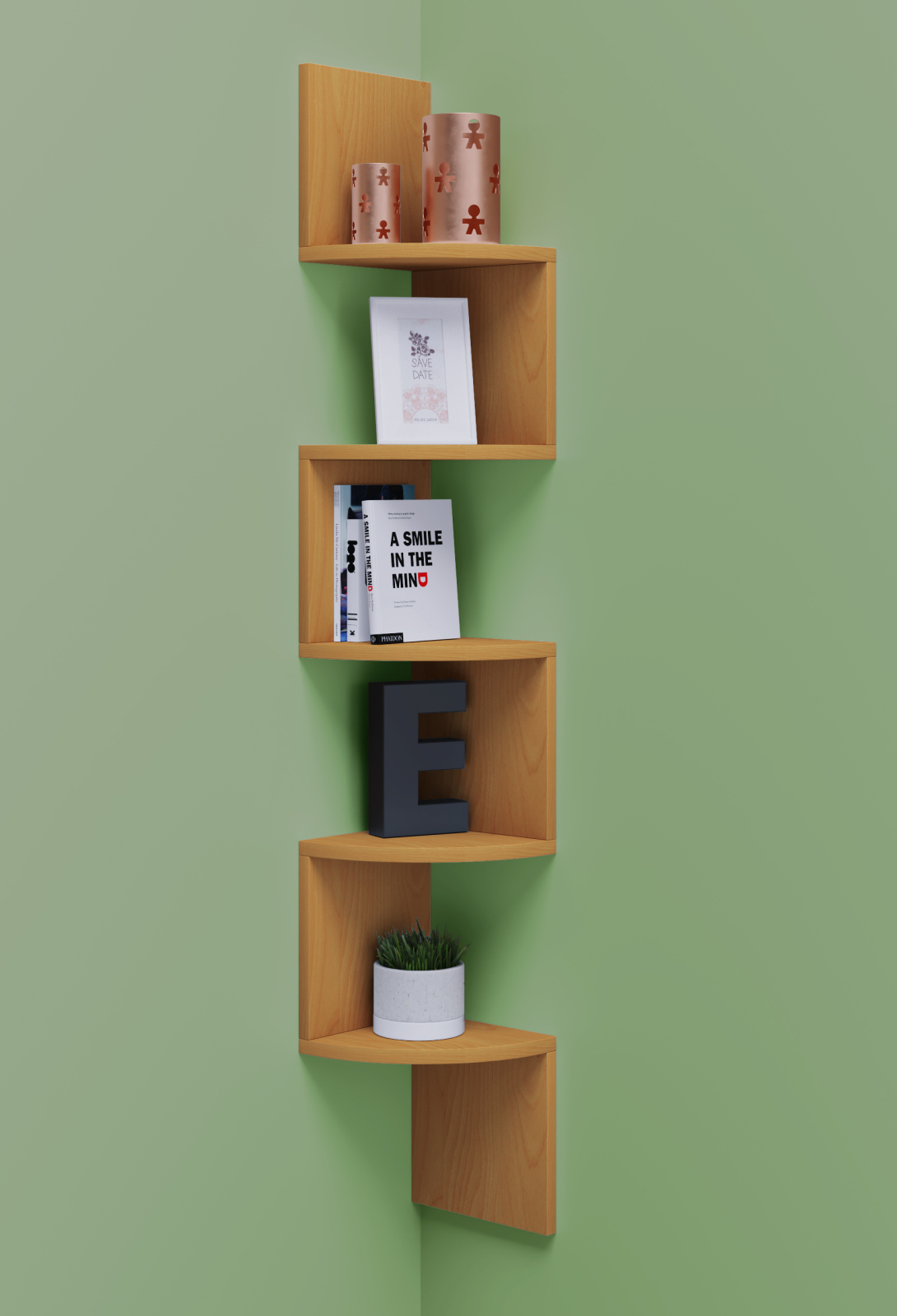 Eckregal MINTIS - Buche - 5 Ablagen - 123,6 cm