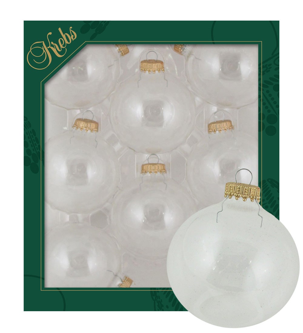 Kristallen (gouden spalk) 7 cm glazen ballen, effen, 8 stuks, kerstballen, kerstversieringen, kerstversieringen