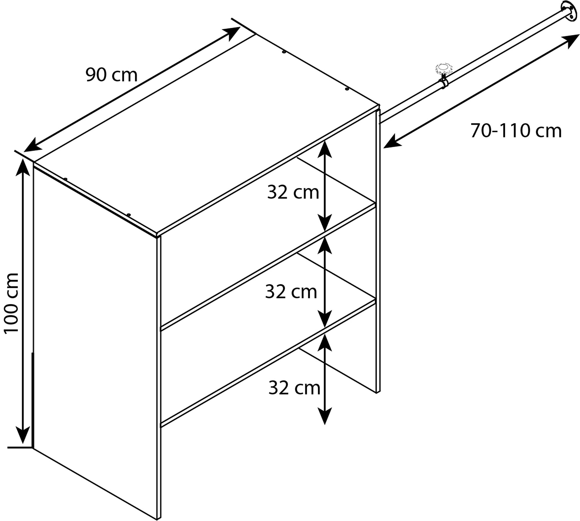 VCM Holz Offener Kleiderschrank begehbarer Kleiderregal Dachschrägen Regal Dacho ll
