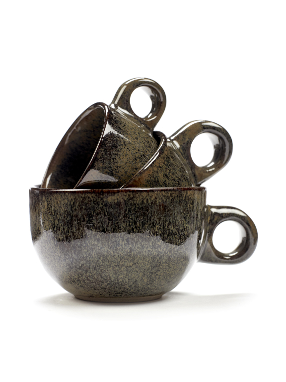 Serax Surface by Sergio Herman kop en schotel 13cl set van 4 Indi Grey