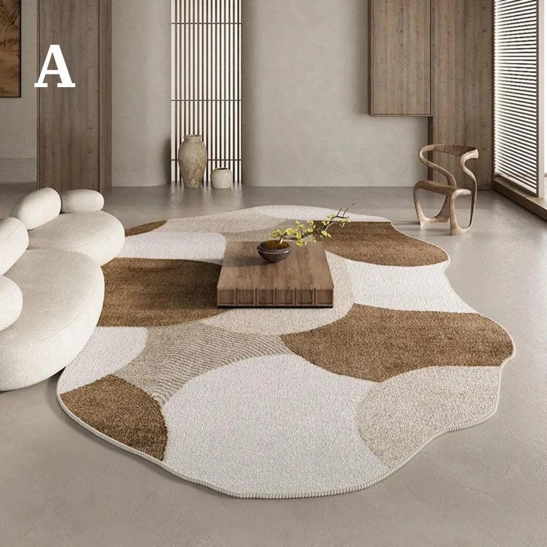Classical Post-Modern Irregular Carpet | Neutral Retro Style Large Area Carpet Rug