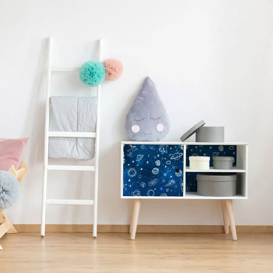 Nikima Klebefolie KF-14 selbstklebende Folie – Weltall Klebefolie bunt