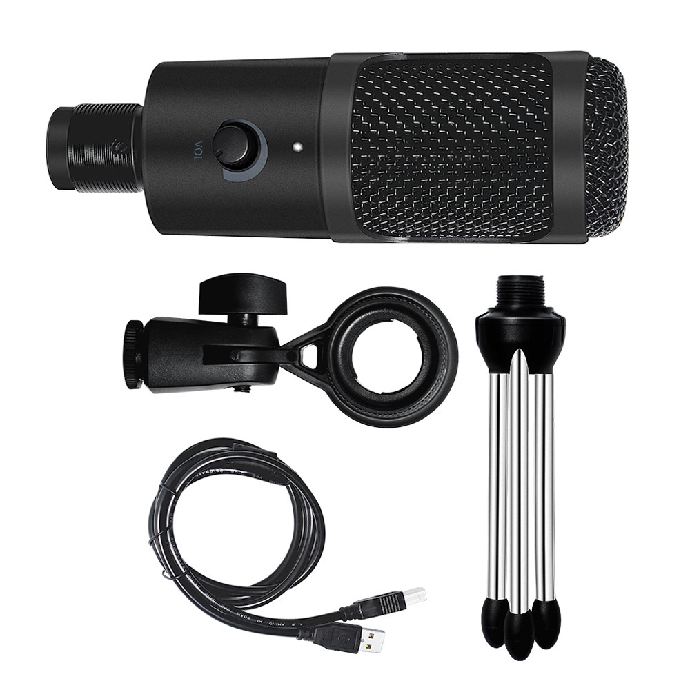 Professionelles USB Studio Mikrofon   Dreibein Standfuss für PC / Mac - Schwarz