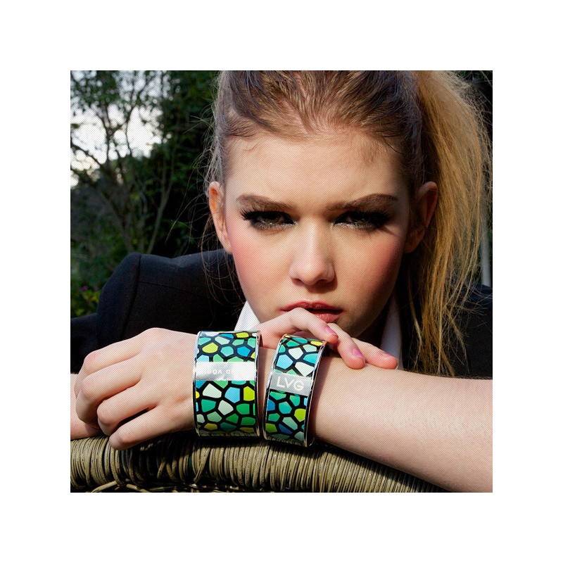 Legend Vogue - Bracelet Bangle Or Jaune Pure LVG Vert Agate