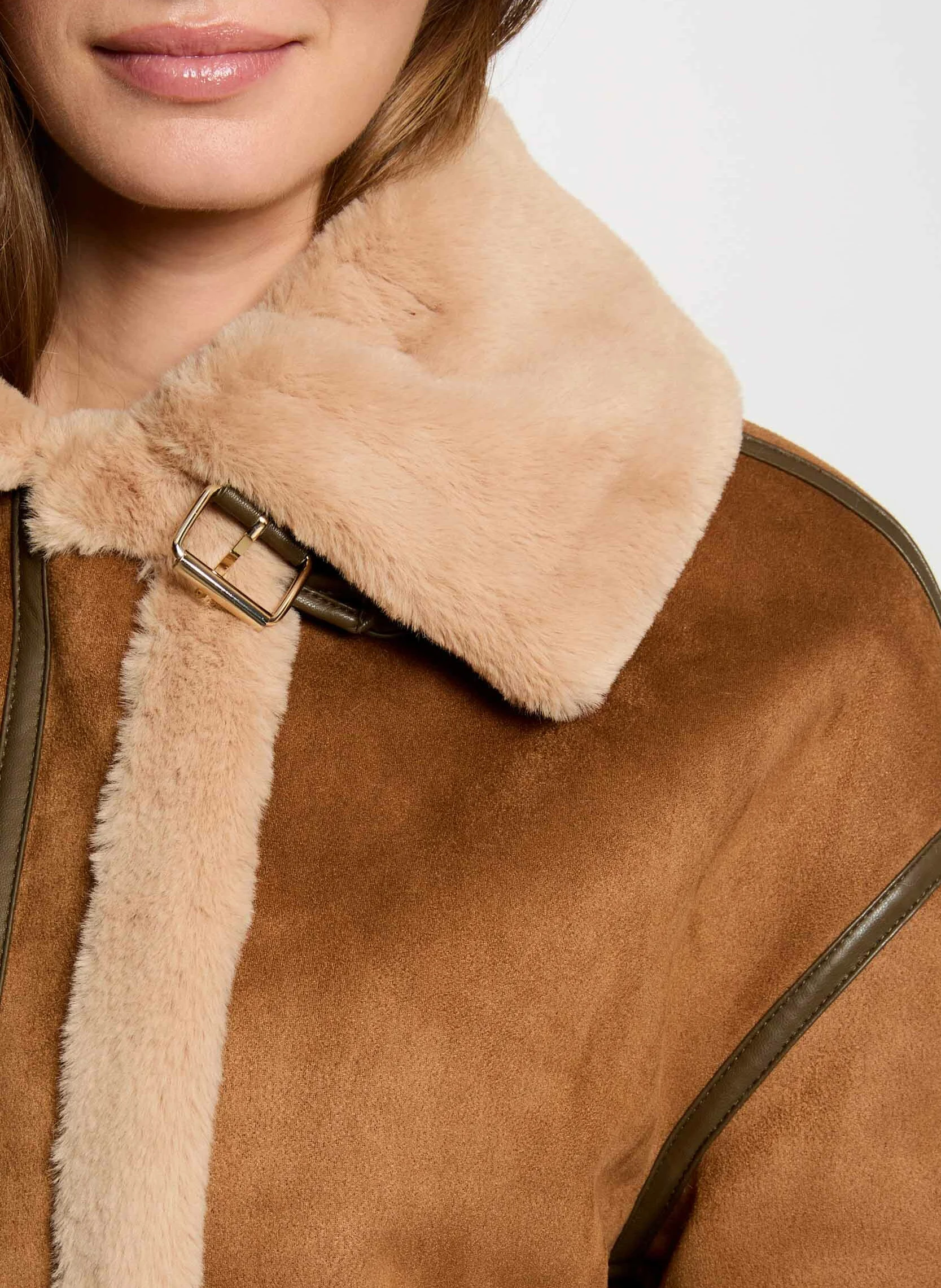GROWN - Blouson effet suédine zippé| Marron