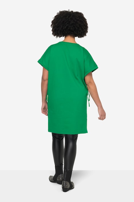 Long-Shirt, oversized, Schriftzug, Rundhals, Raffbänder