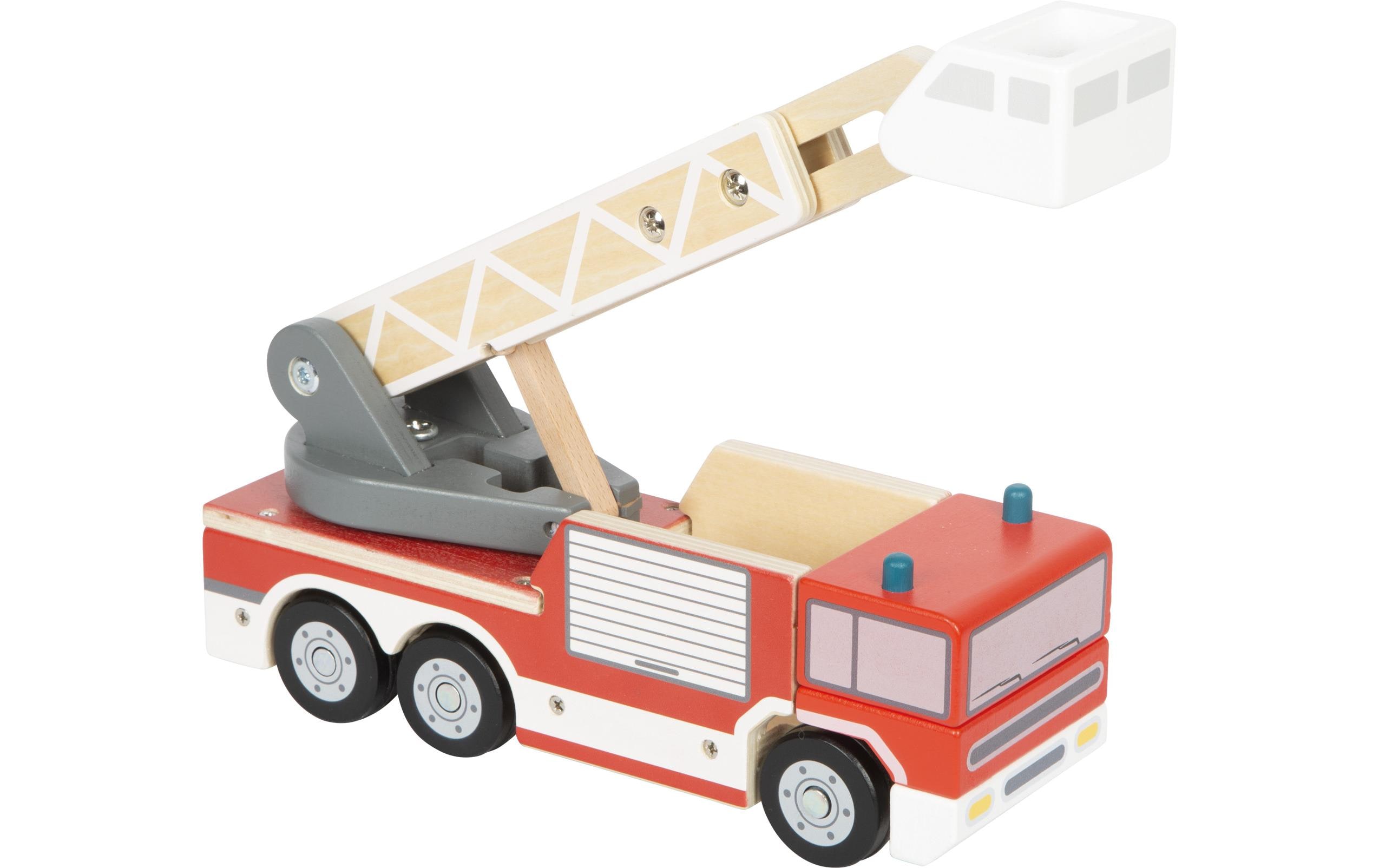 Feuerwehr mit DrehleiterHolz-Feuerwehrauto für Kinder mit ausziehbarer Leiter