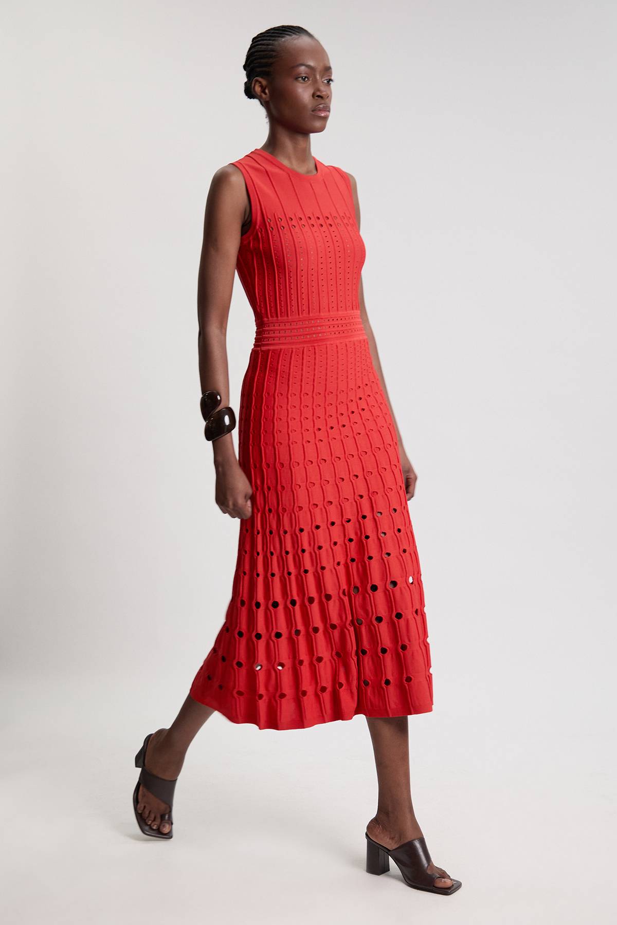 KarenMillen Robe Midi Sans Manches En Maille À Détails De Points Texturés Petite