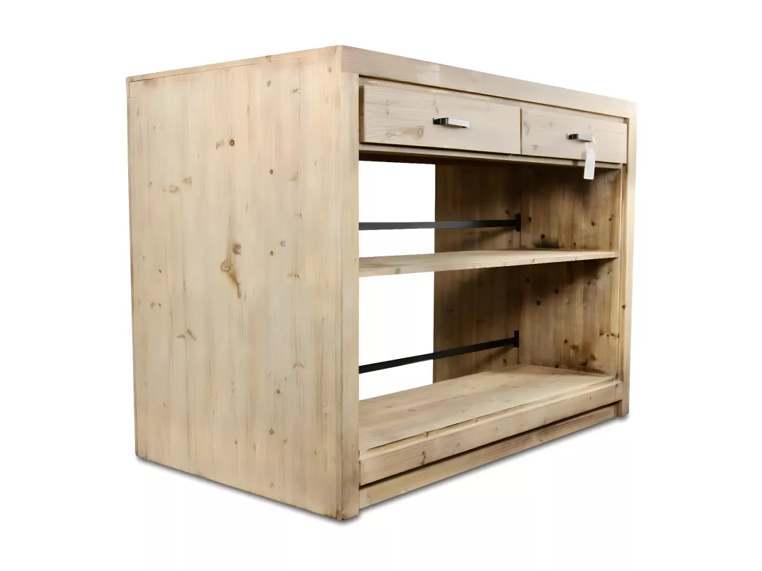 Ilot 2 tiroirs naturel Bois Naturel - Esmée Décoration d'Autrefois