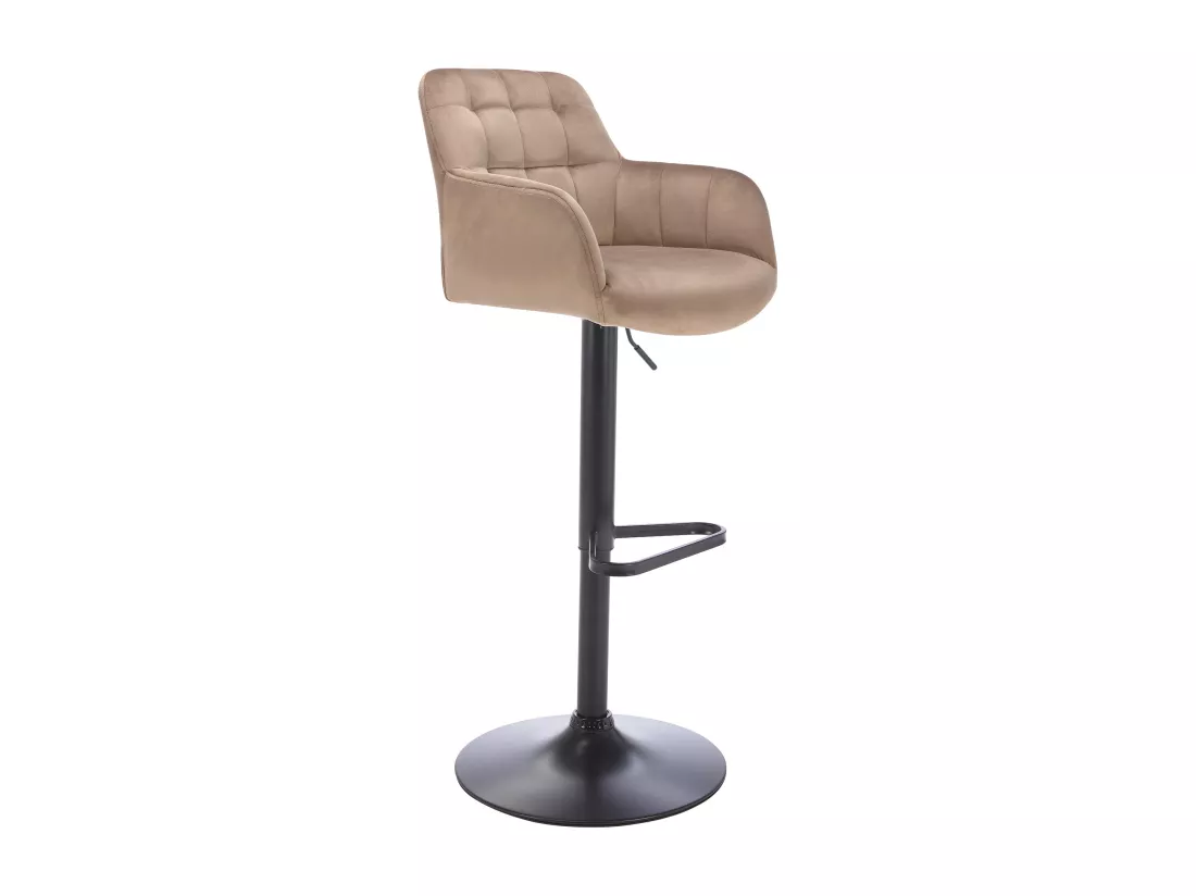 Lot de 2 tabourets de bar en velours et métal noir - Hauteur réglable - Beige - PEGA de Pascal MORABITO