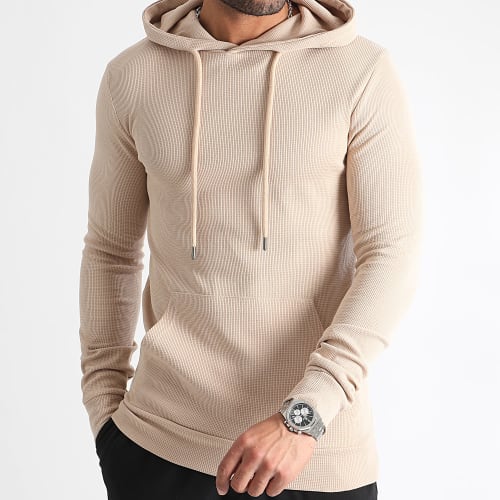 Sweat Capuche Texturé Waffle 3071 Beige