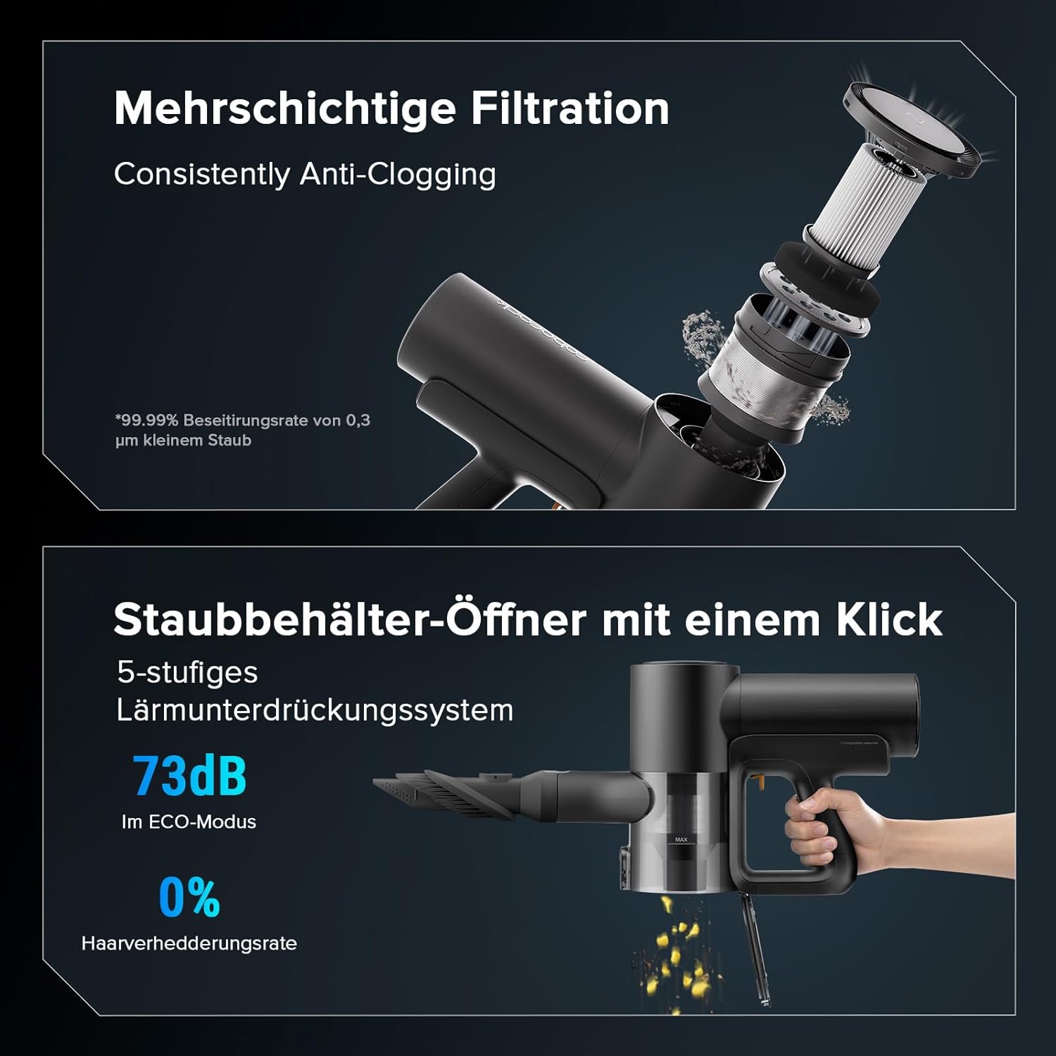 roborock F25 ACE Combo Nass Trockensauger, 5-in-1 Kabelloser Staubsauger, 20.000 Pa Absaugleistung, 90°C Hochtemperatur Selbstreinigung, für Nasse und Trockene Verschmutzungen