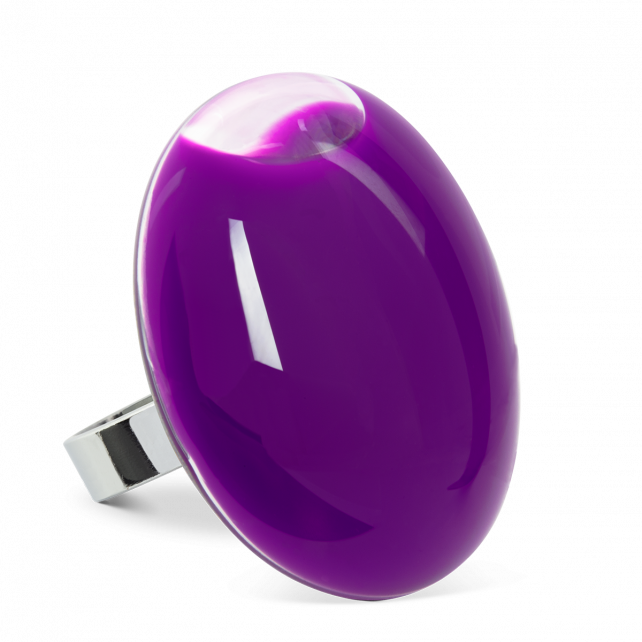 Bague en verre soufflé - Galet Giga Milk