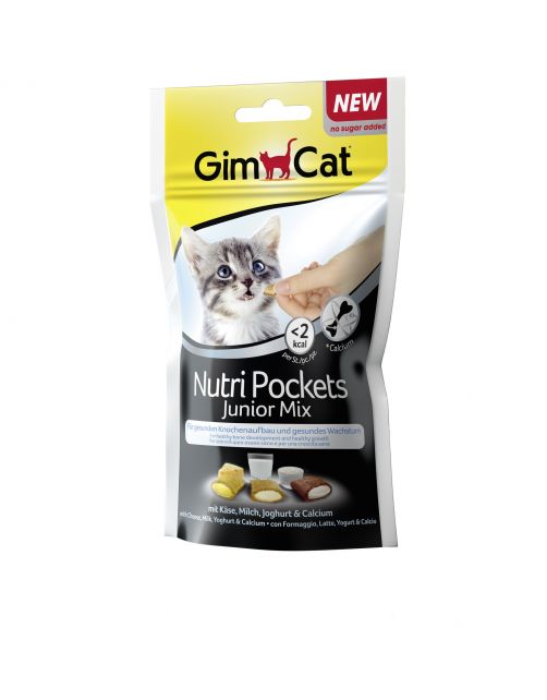Gimcat Nutri Pockets Junior Mix - Kattensnack - Kaas Melk Yoghurt 60 g
