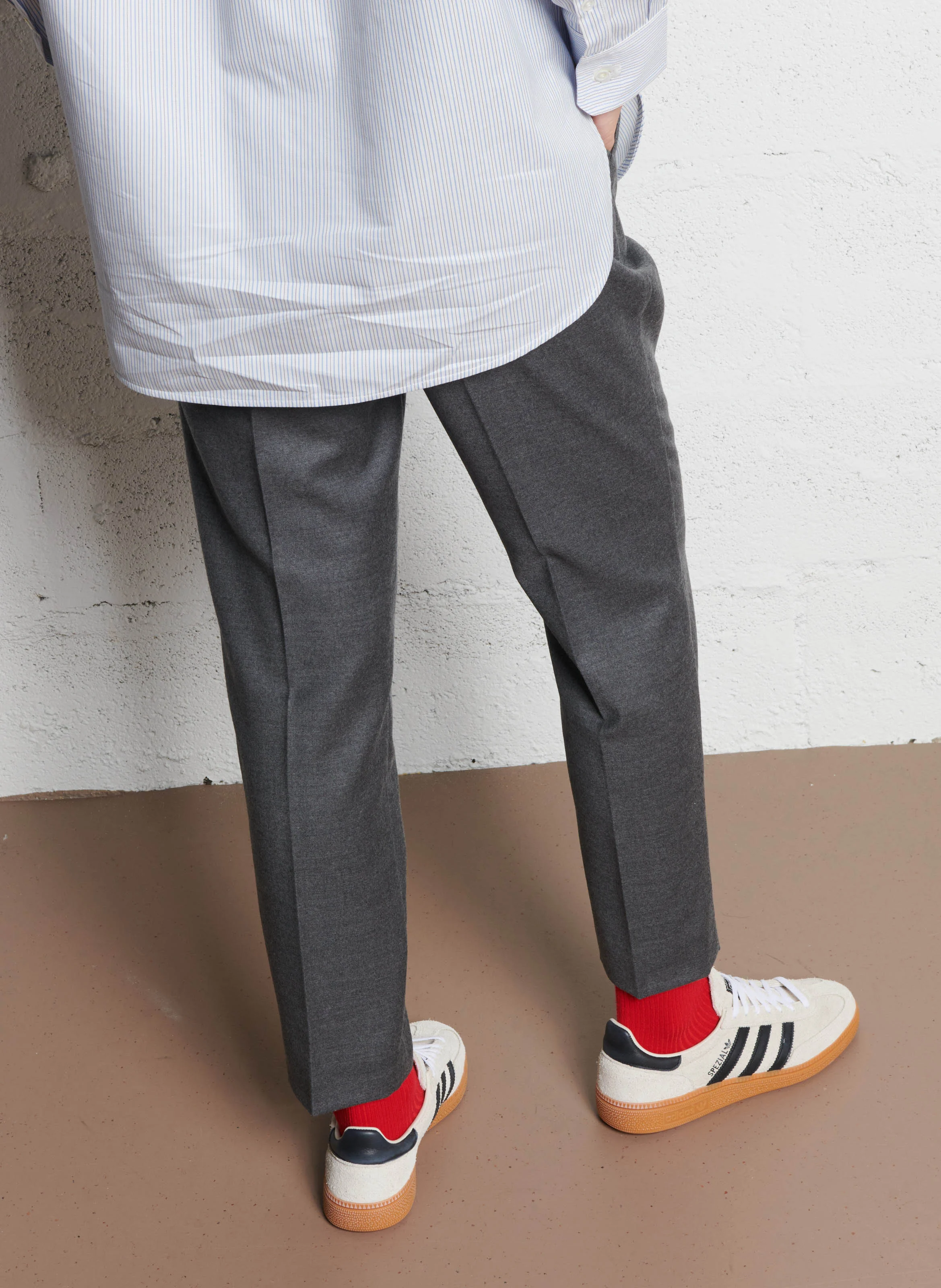 CALDAIA - Pantalon carotte en laine mélangée | Argent
