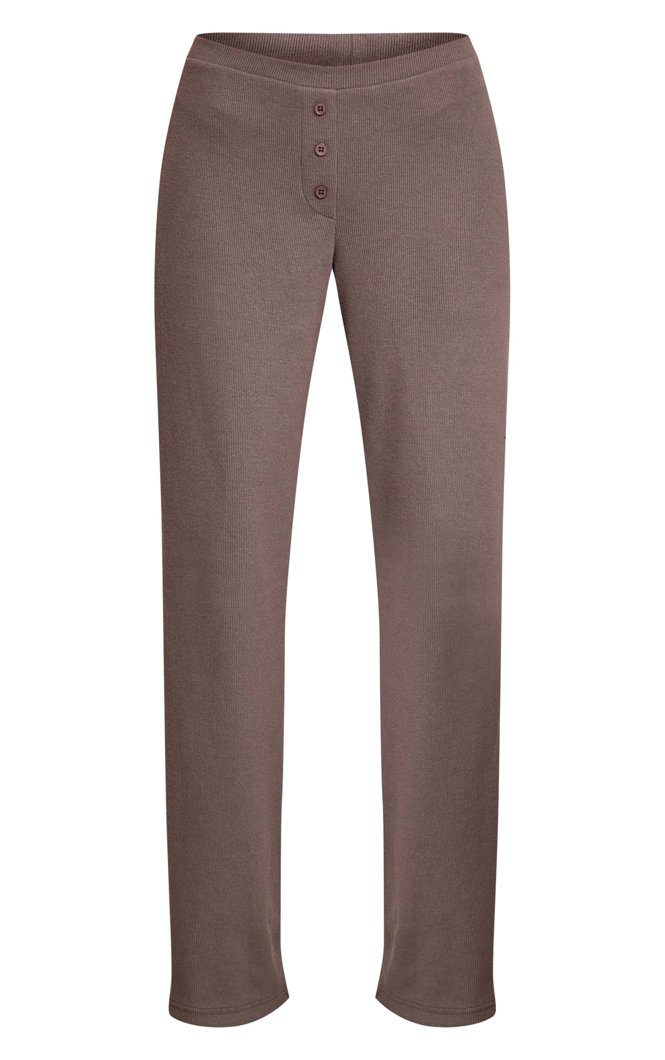 Charcoal Grey Pantalon Large Côtelé Avec Détail Boutons