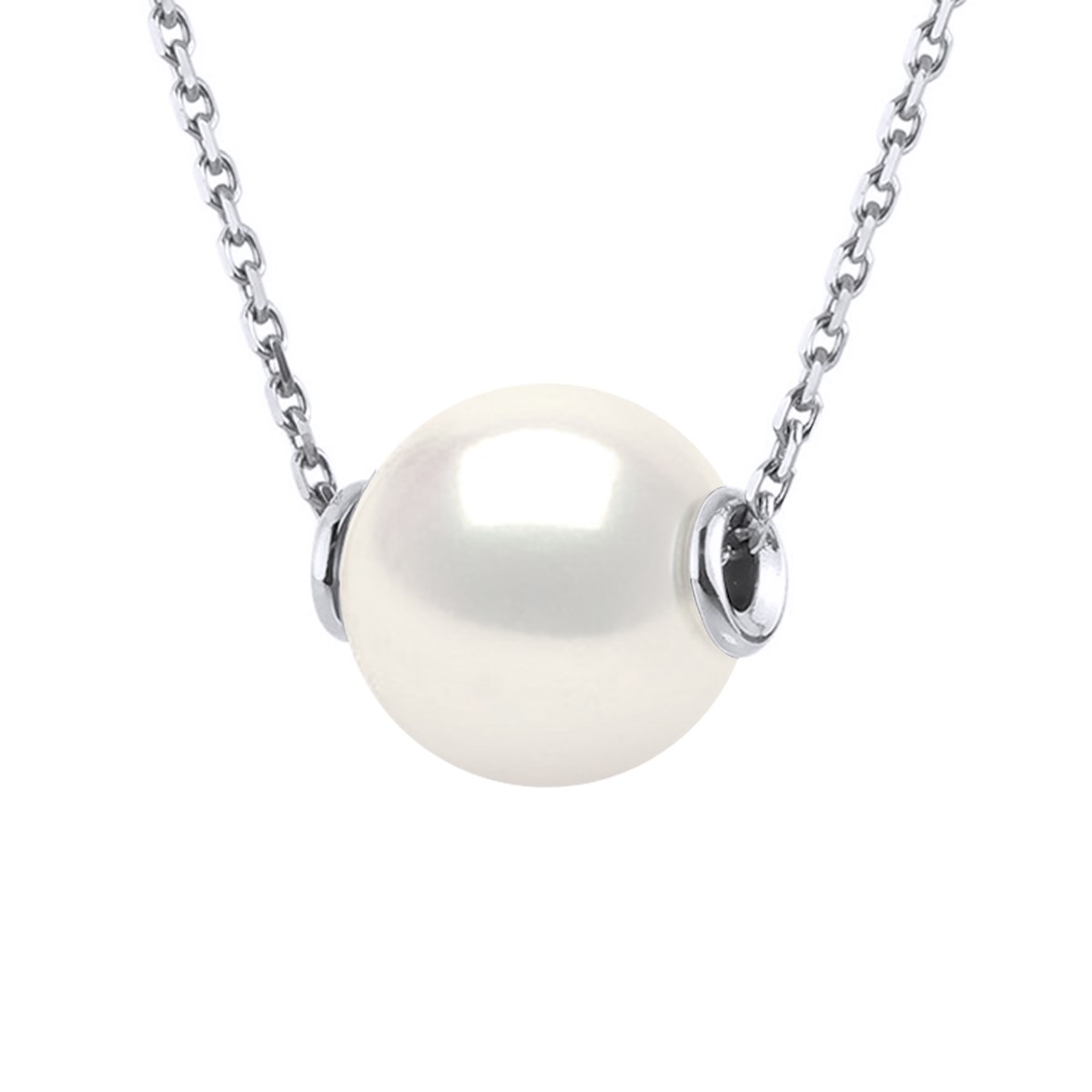 Collier Perle d'Eau Douce Ronde 10-11 mm Noire Chaîne Forçat Prestige Argent 925