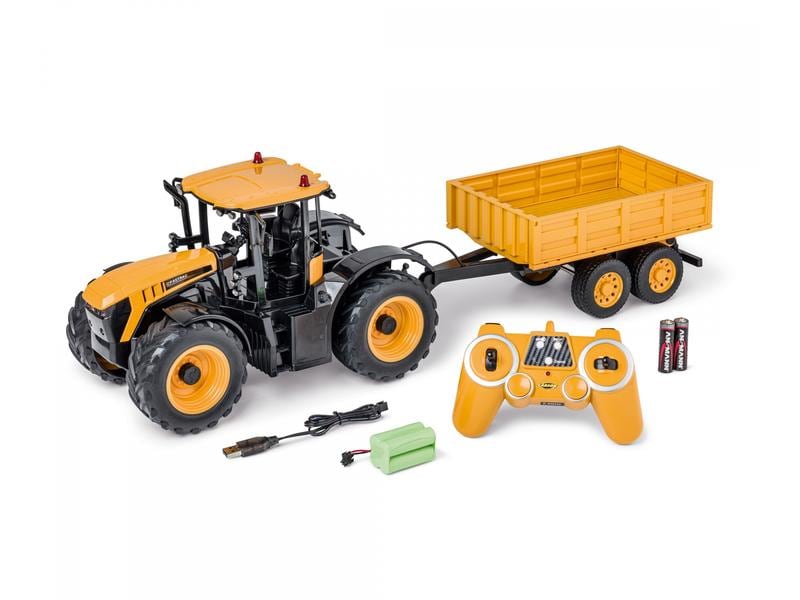 Carson Traktor JCB Fastrac mit Anhänger RTR, 1:16 Ferngesteuerter Traktor mit Licht und Sound