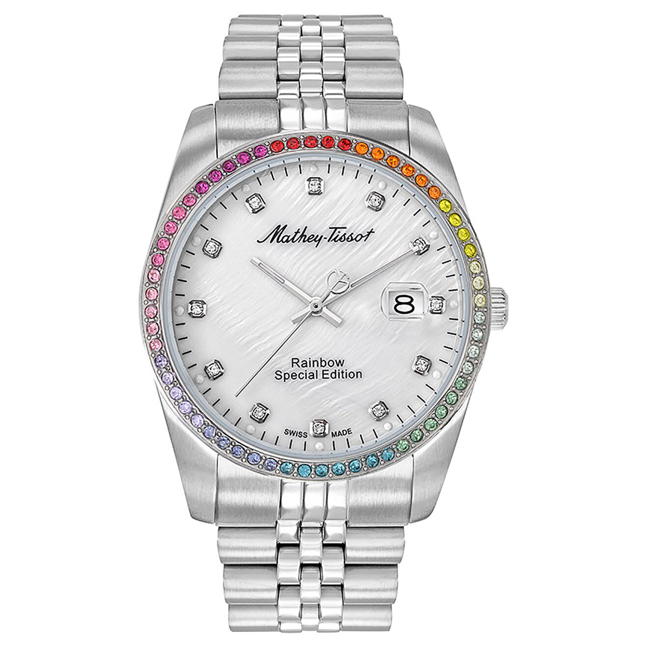 Mathey-Tissot Montre Unisexe Quartz en Acier Mathy Rainbow argentée