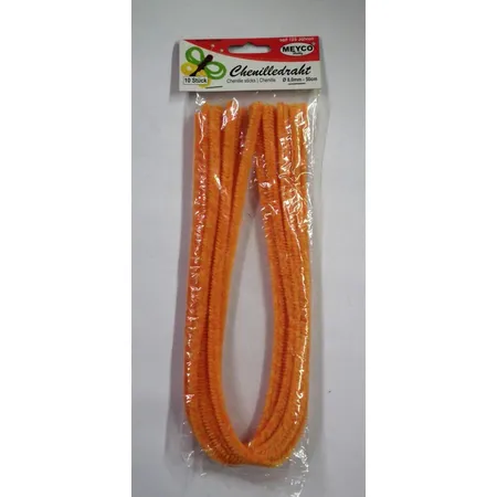 Meyco Chenilledraht orange-gelb meliert, 8 mm, 50 cm, 10 stück