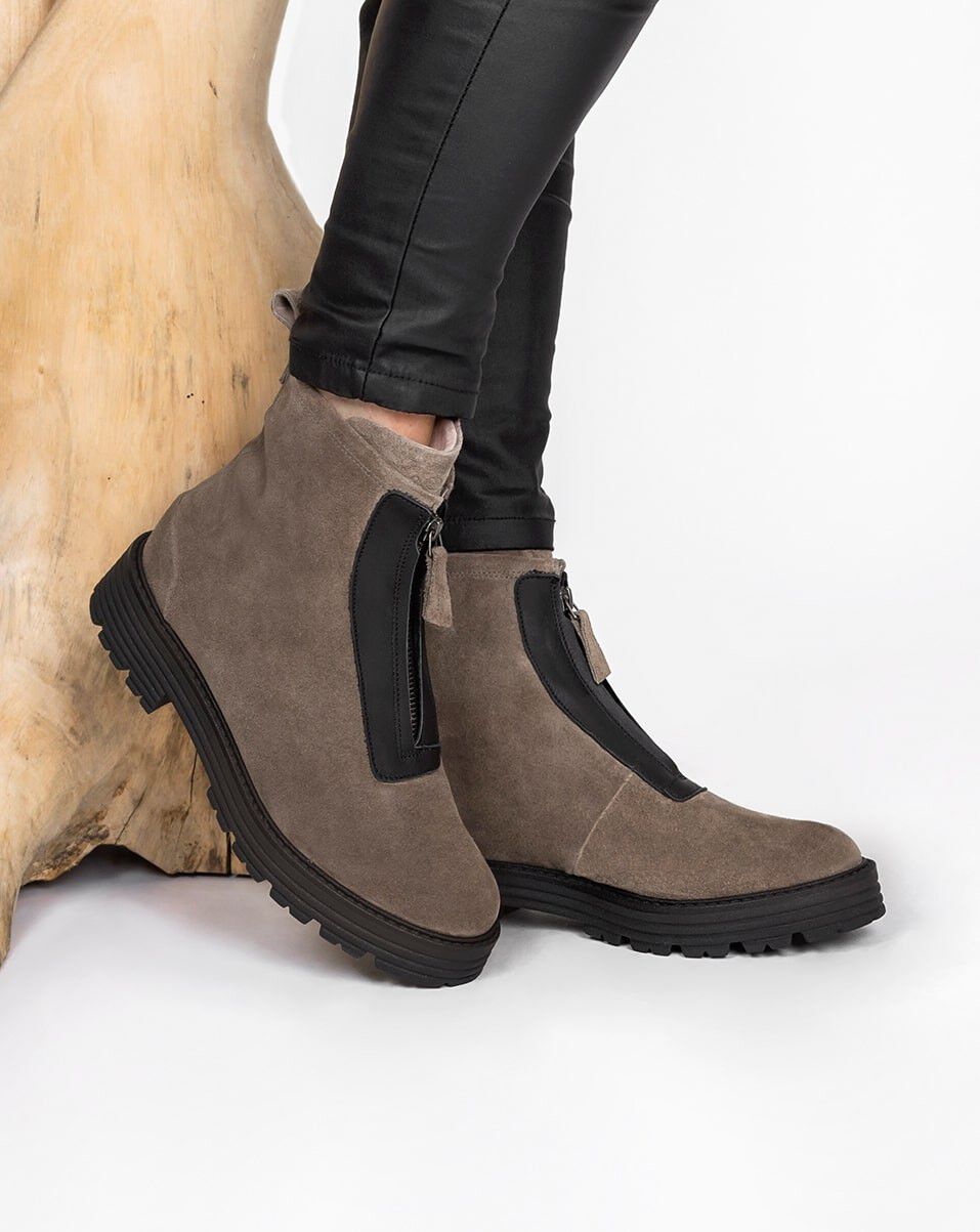 Aqa Enkellaarsjes Plat taupe