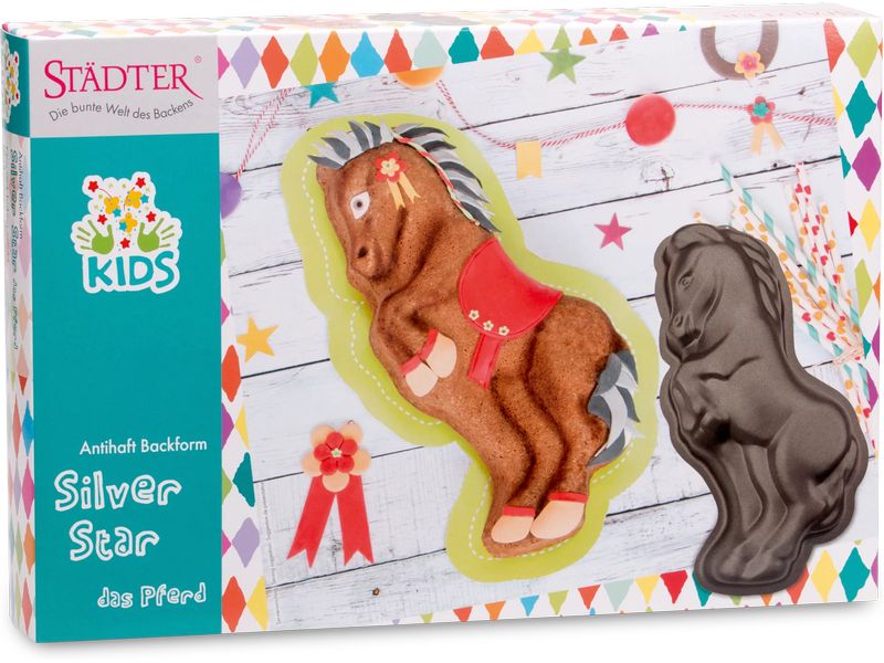 Städter Backform Silverstar das Pferd 18 x 33 x 6 cm Motiv-Backform