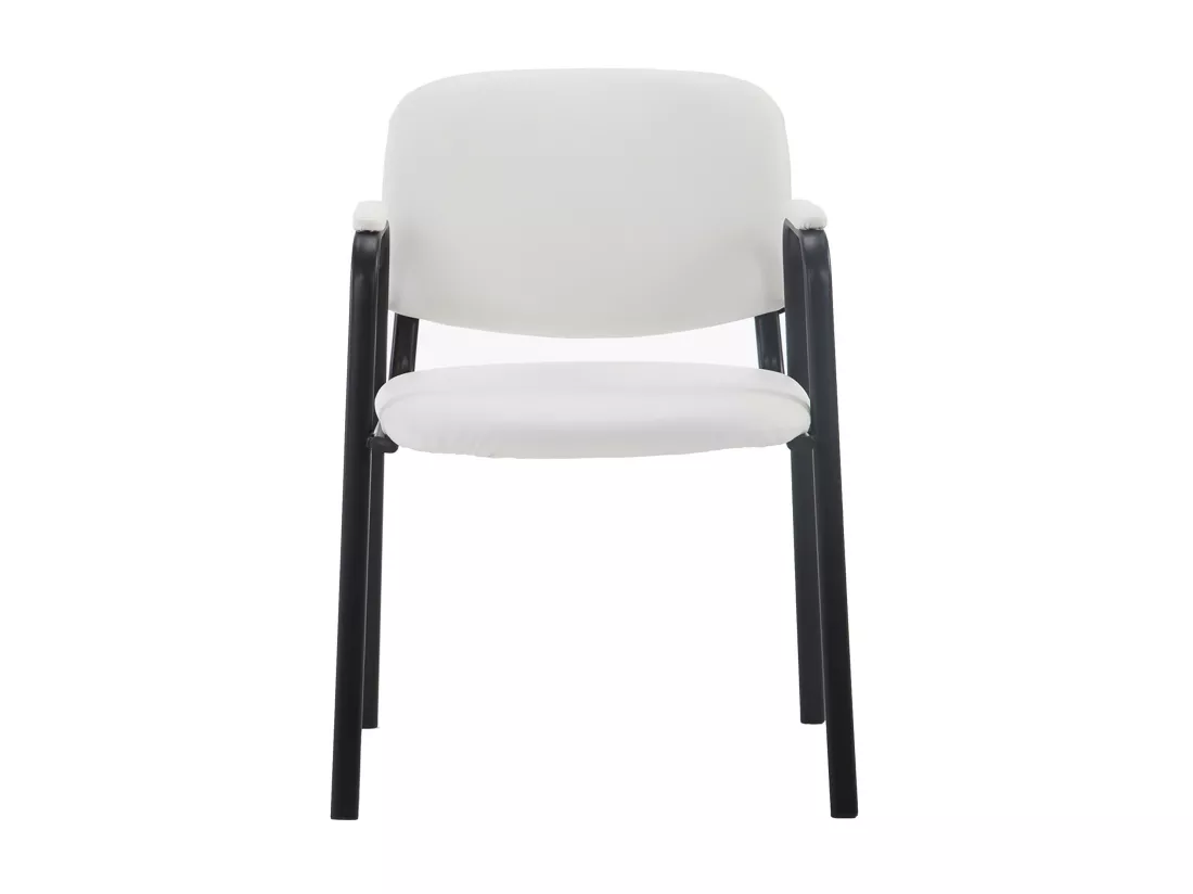 Chaise de conférence - Similicuir & Métal noir mat - Blanc - Ken Pro