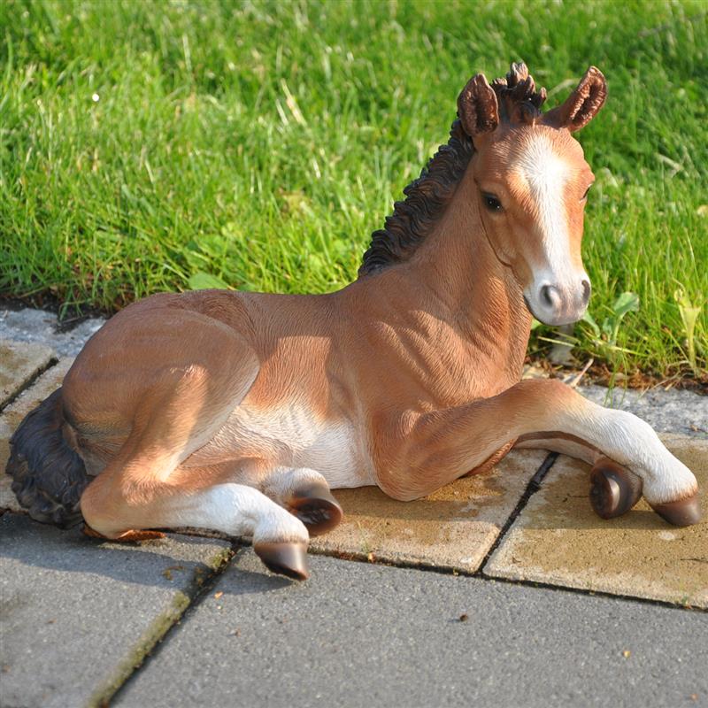 Dazikemo Dekofigur Gartenfigur Statue liegendes Pferd