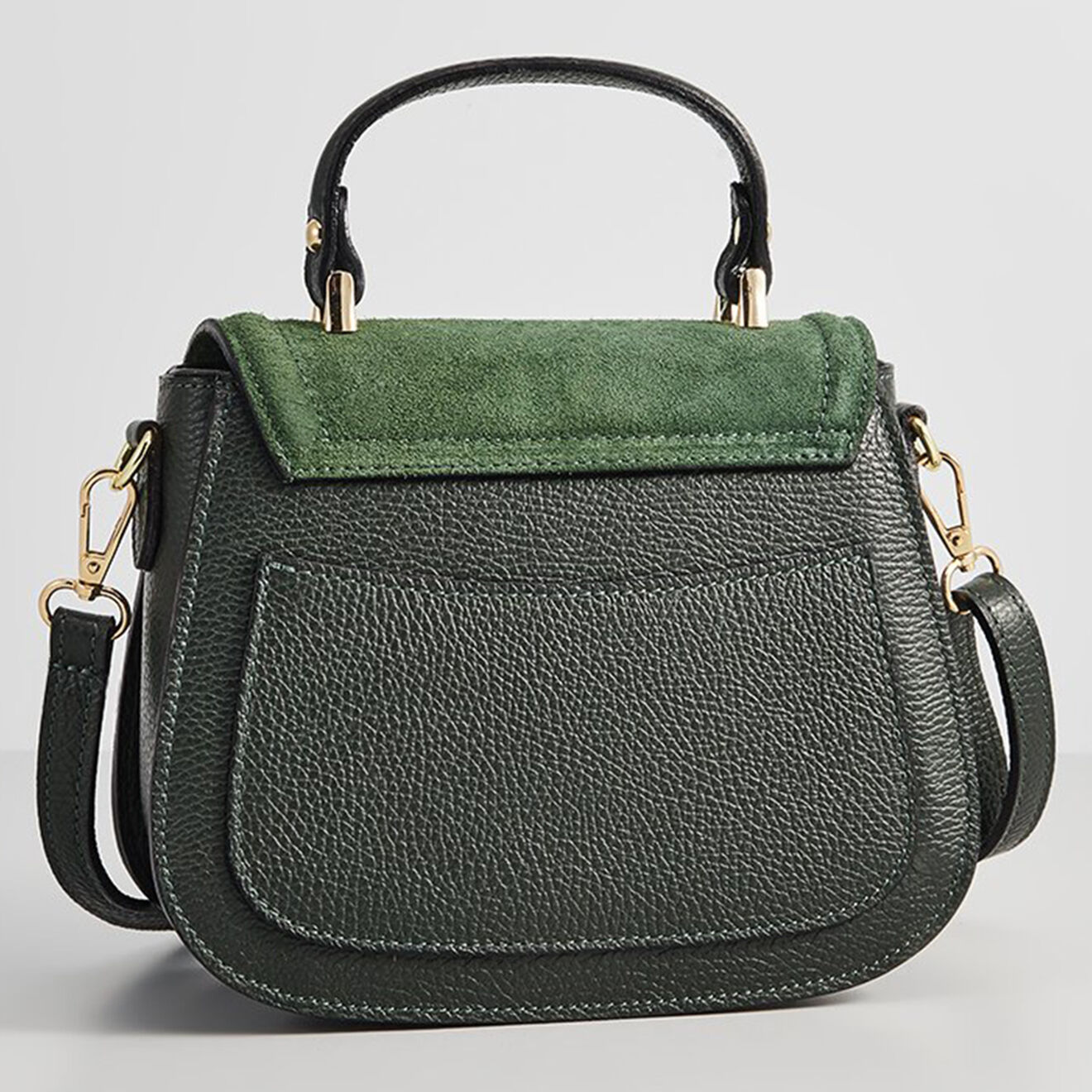 Christian Laurier Sac à main en Velours de Cuir & Cuir Lali vert bouteille - 23x20x11 cm