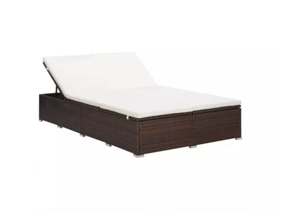 Transat à 2 places avec coussin Résine tressée Marron
