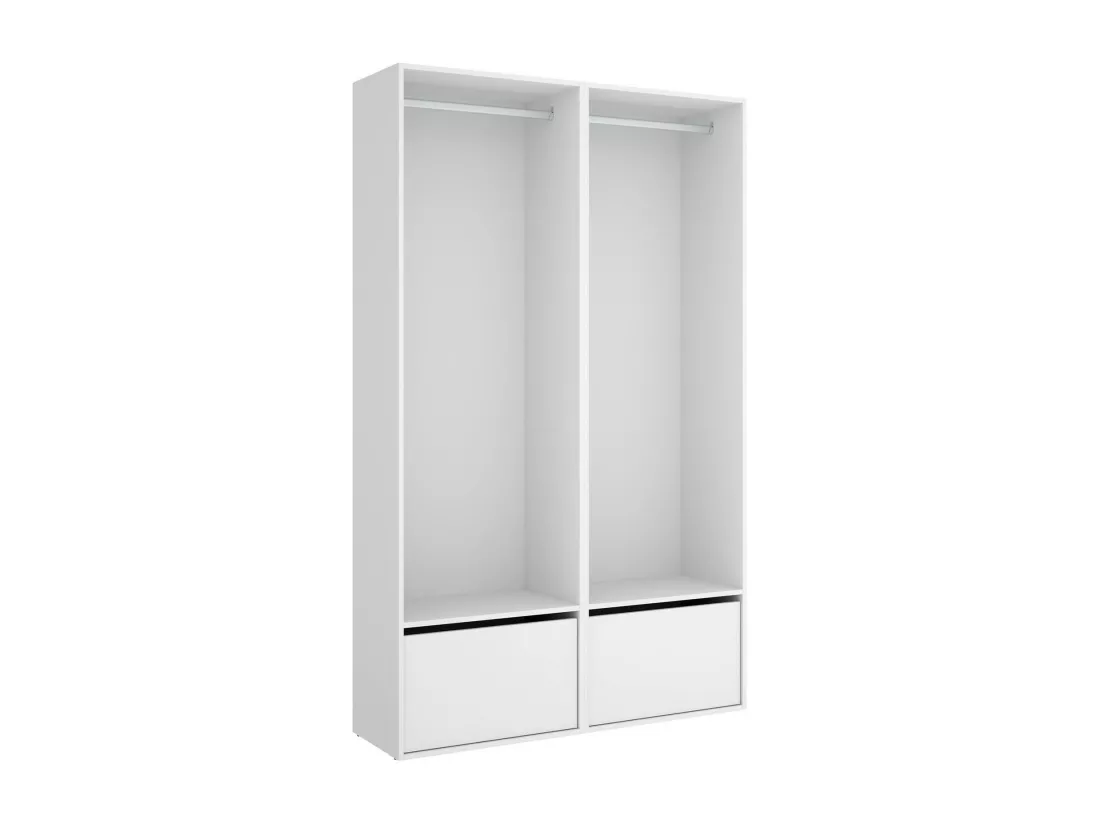 Grande Garde-robe Dra, Meubles de chambre, Penderie de plain-pied, Placard à vêtements, 120x45 h205 cm, Blanc et Chêne clair
