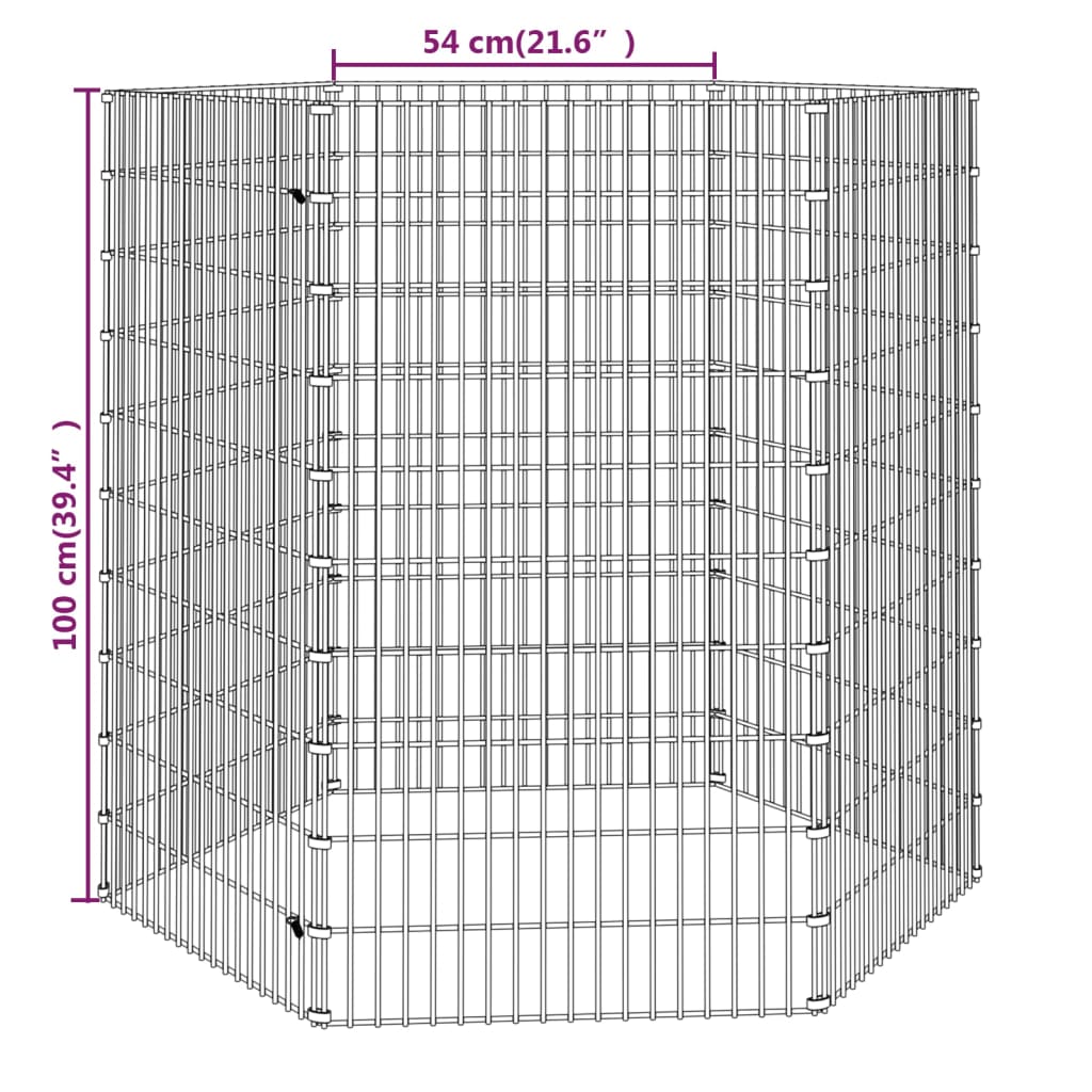 Cage à lapin 6 panneaux 54x100 cm fer galvanisé