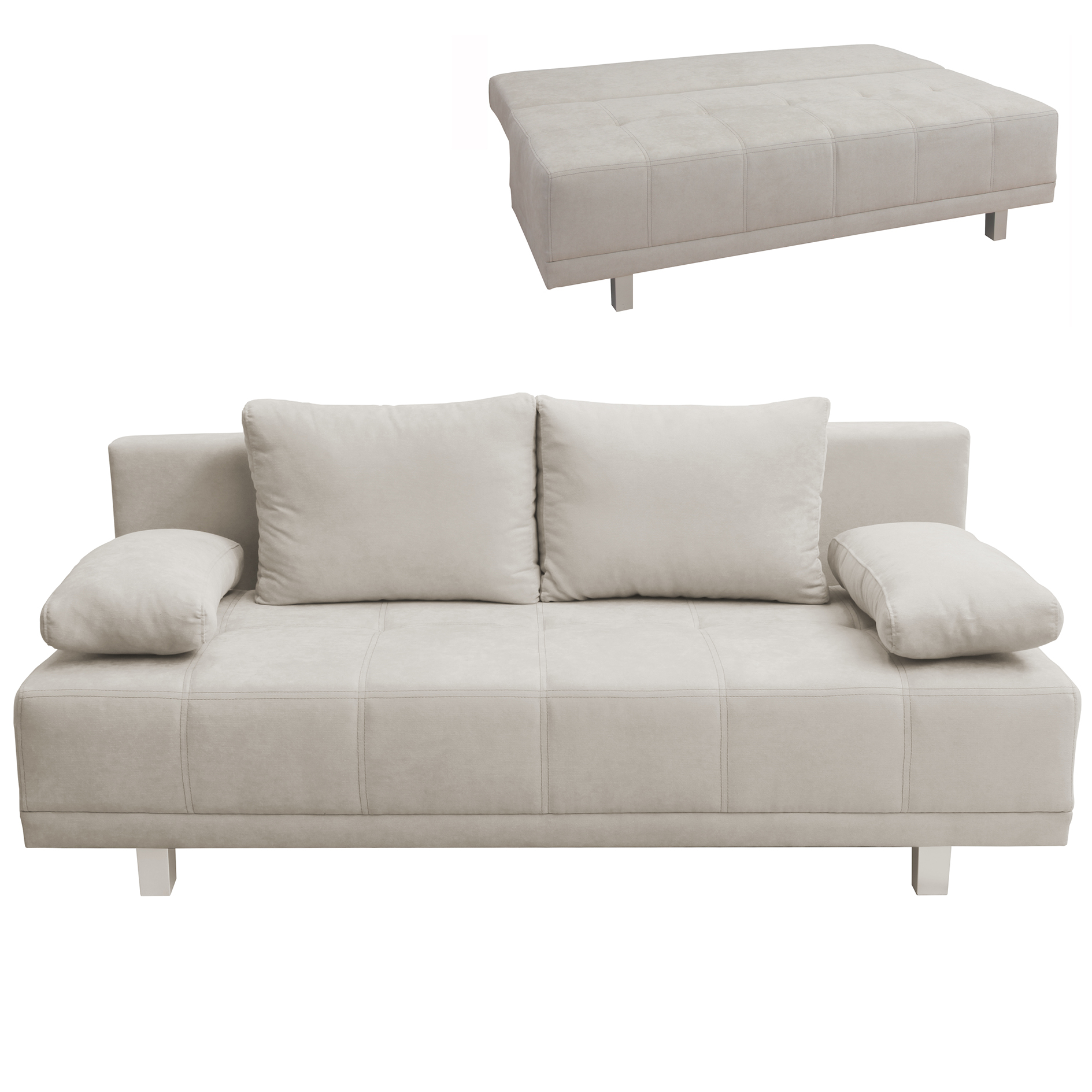 Schlafsofa - beige - mit Staukasten - 194 cm