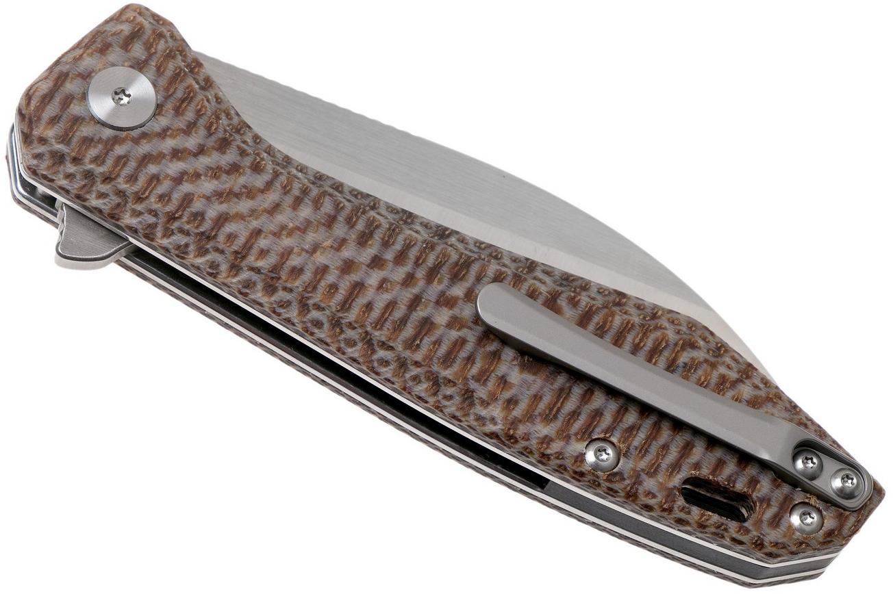 QSP Knife Pelican QS118-A2 Satin, Textured Brown Micarta zakmes