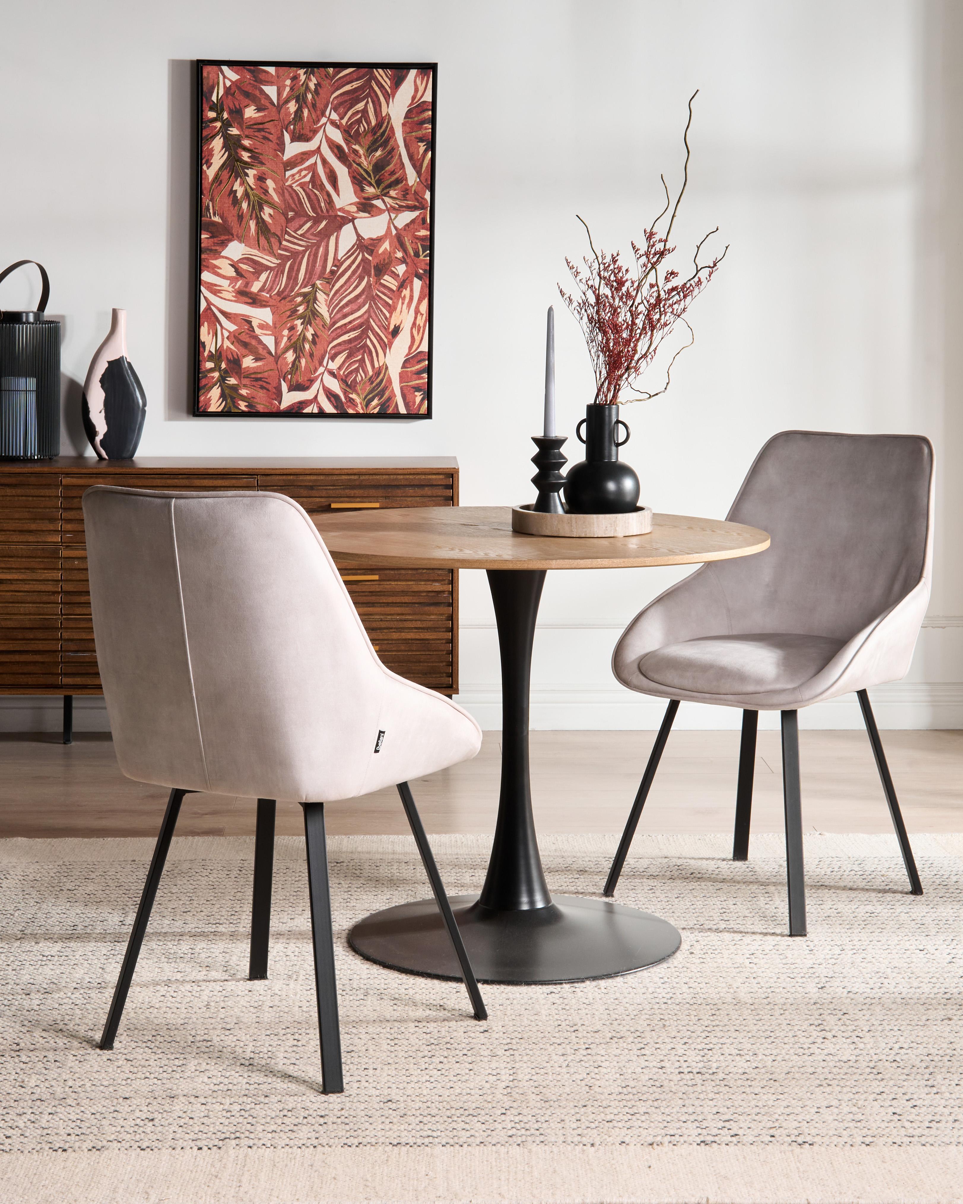 Set van 2 eetkamerstoelen draaibaar TERLTON Fluweel Lichtbeige