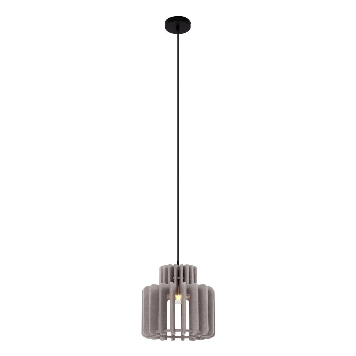 Retro hanglamp zwart met taupe kap - Felt
