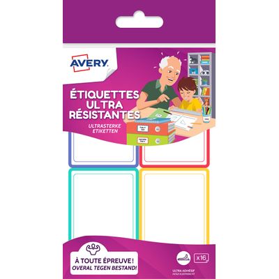 Avery - 16 Étiquettes résistantes - 64 x 44 mm - couleurs assorties