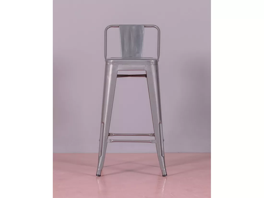 Tabouret industriel en métal à dossier bas (66cm) - Bistro - Métal