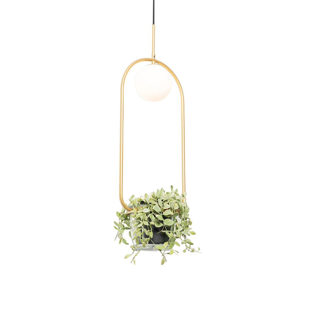 Art deco hanglamp goud met wit glas - Isabella