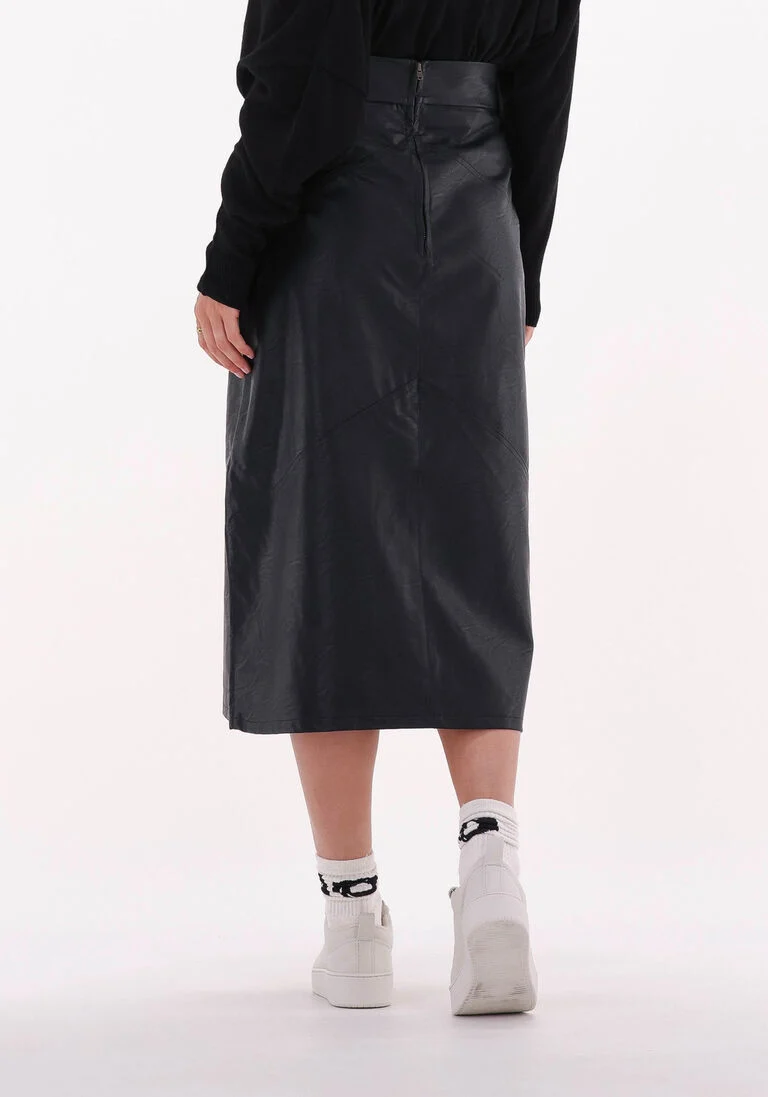 10DAYS zwarte 10days midirok vegan leather skirt