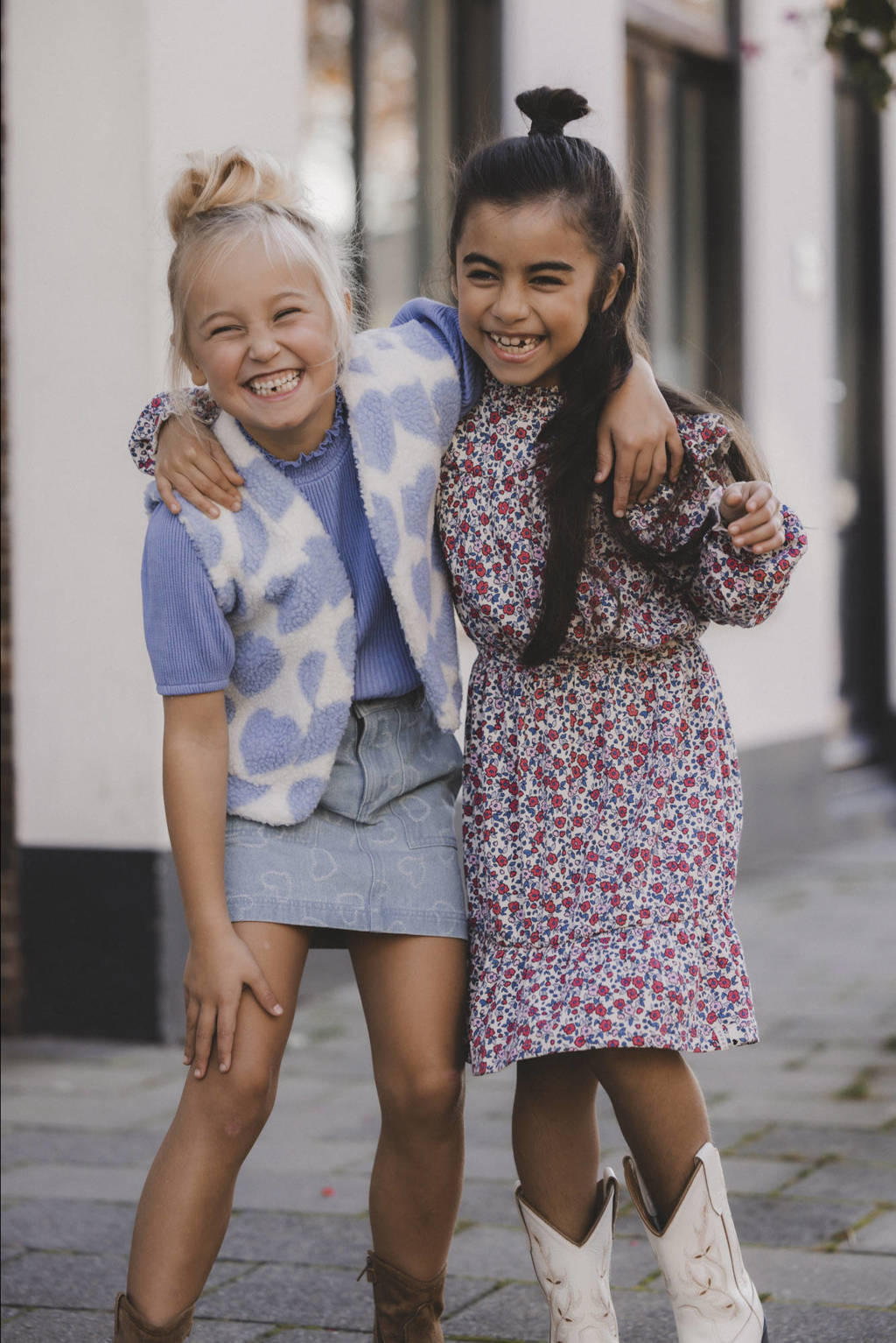 LOOXS top met col blauw rib gebreid